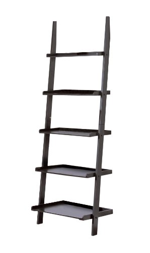 Poundex 5-Tier Leaning Wall Shelf, Black