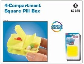 Ezy Dose 4 Compartment Square Pill Box