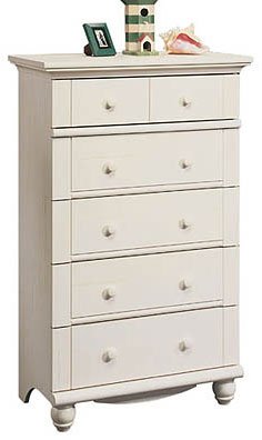 Harbor View 5 Drawer Chest in Antique White Finish