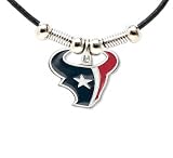 Houston Texans Leather Necklace Beads & Pewter Pendant - NFL Football Fan Shop Sports Team Merchandise