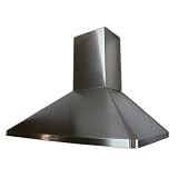 36 Stainless Steel Wall Mount Range Hood With Adjustable Airflow Dishwasher Safe Three Stainless Steel Baffle Filters 6 Round Duct Vent 4 Speed Levels & Delayed