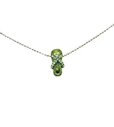 Necklace - N270 - Flip Flop Slipper ~ Green With Dots