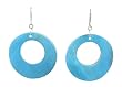 Earrings - E176 - Round Open Shell (1-5/8") ~ Aqua
