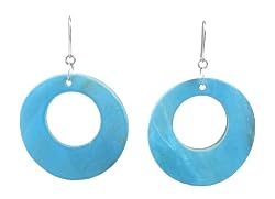 Earrings - E176 - Round Open Shell (1-5/8") ~ Aqua
