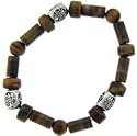 Genuine Tigers Eye and Sterling Silver Stretch Bracelet