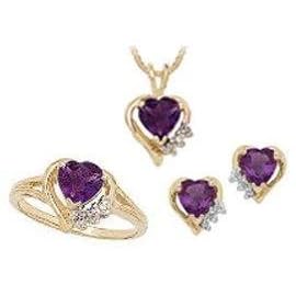 Heart-Shaped Amethyst and Diamond Set by Szul