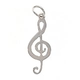 Sterling Silver Charm Sleek Music Note G Clef 26mm