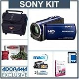 Sony HDR-CX110 HD Handycam Camcorder Kit - Blue - with 8GB SD Memory Card, Camcorder Case, Mack Two Year Exteneded Video Warranty, Micro-Fiber Cleaning Cloth, Sony Movie Studio HD Software