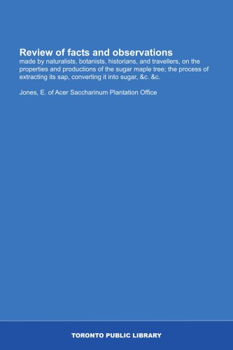 Review of facts and observations: made by naturalists, botanists, historians, and travellers, on the properties and productions of the sugar maple ... its sap, converting it into sugar, &c. &c.