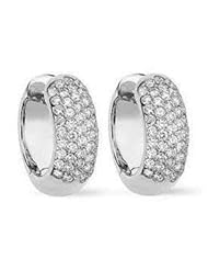 1.50 ct Ladys Round Cut Diamond Haggies Earrings in Pave Setting in 14 karat White Gold