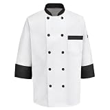 Chef Designs White Garnish Chef Coat White w/ Black KT74