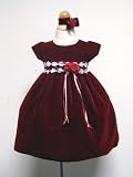 Velvet Infant Christmas Dress in Burgundy