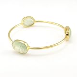 Gold And Gemstones Stackable Rio Bangle Bracelet With Bezel Set Semiprecious Stones Prehnite
