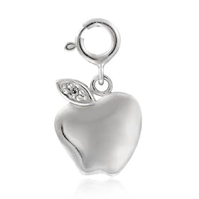 Buy Sterling Silver Polished Apple and CZ Charm by SilverSpeck.com