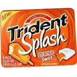 Trident Splash Orange Swirl Sugar Free Center Filled Gum - 9 Stick/Pack, 10 ea