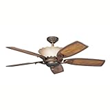 Kichler Lighting 300000OLZ Golden Iridescence 52-Inch Ceiling Fan with Reversible Distressed Wood/Teak Blade, Oiled Bronze