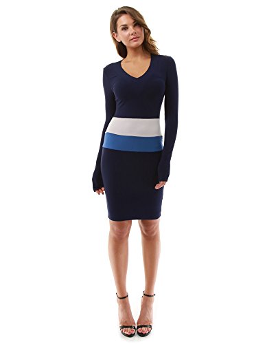 PattyBoutik Women's Block Color Long Sleeve Dress