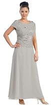 Hot Sale Mother of the Bride Formal Evening Dress #571 (Large, Silver)