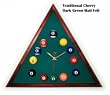 Cherry Triangle Billiard Clock Dk Green Mali Felt