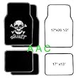 A set of 4 universal fit plush carpet floor mats for cars / truck - Skull and Cross Bone White