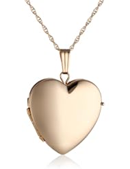 14k Gold Polished Heart 4-Picture Locket Necklace, 18"