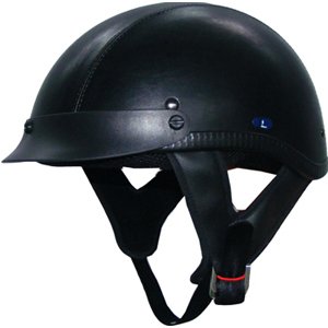 Leather Fiber Glass Beanie Half Helmet size Medium
