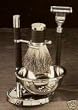 Shaving Shave Set BB22 Mach 3 Razor Badger Brush w/ Soap Dish on Stand Black Silver Plated