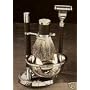 Shaving Shave Set "Mach 3" Razor Badger Brush w/ Soap Dish on Stand Black Silver Plated