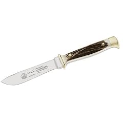 Puma Messer  Jagdnicker, Stahl 440 C, Hirschhorn-Schalen, Lederscheide 301810