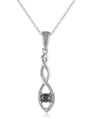 10k White Gold Black and White Diamond Infinity Pendant Necklace (1/5 Cttw, I-J Color, I3), 18"
