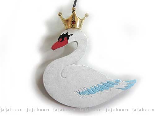 JAJABOON 王冠 白鳥 携帯ストラップ 革 携帯 アクセサリー