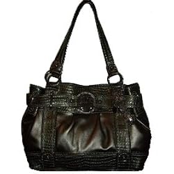 Women's Kathy Van Zeeland Purse Handbag Cord Double Dip Nappa Belt Tote Large
