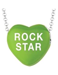 Sweethearts Enamel "Rock Star" Heart on 16" Necklace Pendant with Gift Box