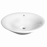Decolav 1410-CWH 21-Inch Round Ceramic Vitreous China Vessel with Overflow, White