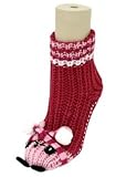 Pink and Hot Pink Panda Bear NON Skid 3d Animal Slipper Socks with Grips