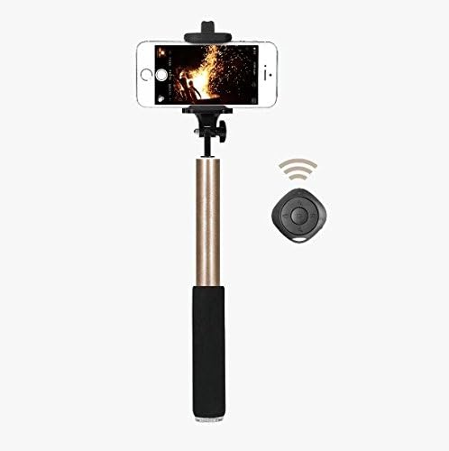 HOOX® Extendable Handheld Bluetooth Selfie Stick with 5 buttons Remote Shutter compatible with iPhone 6 Plus, 6S Plus, 5 5c 5s, Samsung s5 s6 (Golden)