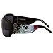 Ed Hardy Skull and Roses Wraparound Sunglasses: Black/Grey
