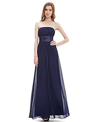 A-line Strapless Natural   Waistline Chiffon Lace Floor Length Bridesmaid Dress  With a Sash 