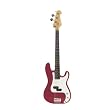 AB 43 Inch Metallic Red Electric Bass Guitar with Accessories
