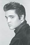 Elvis Presley (Portrait, B&W) Black Wood-Mounted Music Poster Print - 24 X 36