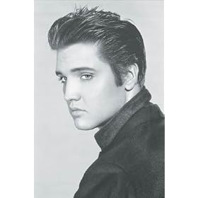 Elvis Presley (Portrait, B&W) Framed Music Poster Print - 24" X 36"