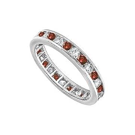 Diamond and Ruby Eternity Band : 14K White Gold  4.00 CT TGW