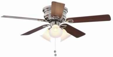 Clarkston 44 In. Brushed Nickel Ceiling Fan with Light Kit Energy Efficient and with Five reversible blades from maple to walnut