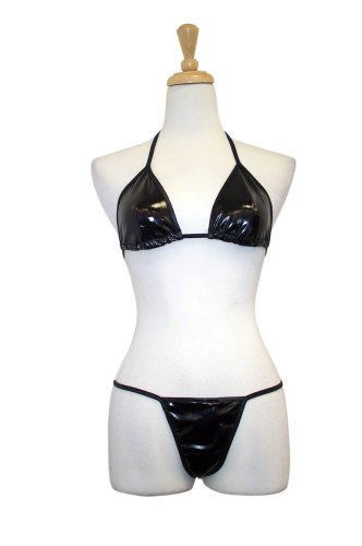 Exposed by Magic Silk Liquid Onyx Triangle Bra/G-String Set, Queen Size, Black