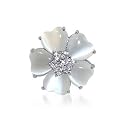 .925 Sterling Silver Cubic Zirconia Mother of Pearl Flower Ring