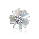 .925 Sterling Silver Cubic Zirconia Mother of Pearl Flower Ring