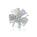 Nickel Free Sterling Silver Round Cubic Zirconia and Heart Mother of Pearl Polish Finished Rhodium Plated 5mm Band Flower Ring Size 5