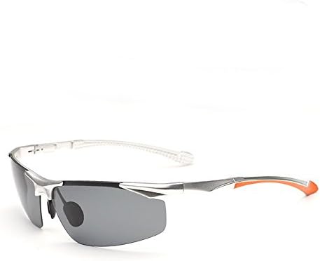 WPF Wayfarer Style Men's Cycling Sporting Goggles Polarized Aviator Sunglasses (Silver Frame, Grey Lens)