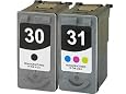 Remanufactured Canon PG30 PG-30 Black and CL31 CL-31 Tri-Color Printer Ink Cartridge 2-Pack (1 Black + 1 Color) for CANON Printers PIXMA iP1800 iP2600 MP140 MP210 MP470 MX310 MX300 MP190 iP-1800 iP-2600 MP-140 MP-210 MP-470 M-X310 MX-300 MP-190