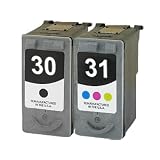 Remanufactured Canon PG30 PG-30 Black and CL31 CL-31 Tri-Color Printer Ink Cartridge 2-Pack (1 Black + 1 Color) for CANON Printers PIXMA iP1800 iP2600 MP140 MP210 MP470 MX310 MX300 MP190 iP-1800 iP-2600 MP-140 MP-210 MP-470 M-X310 MX-300 MP-190